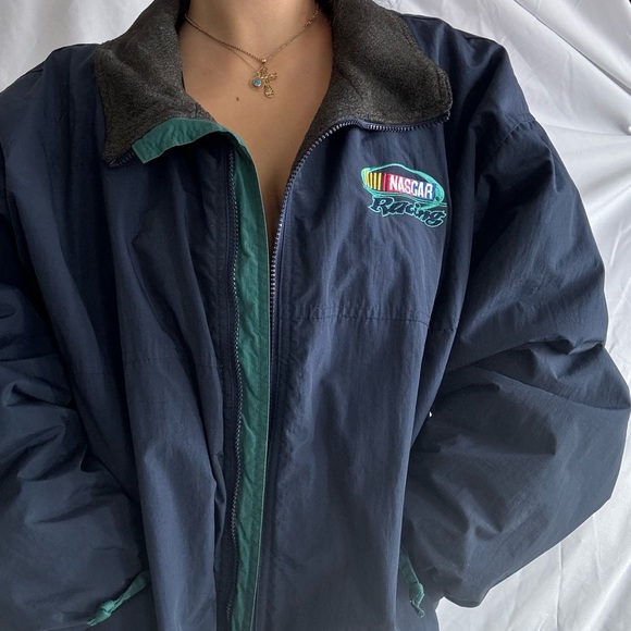 Dunbrooke NASCAR Oversized Navy Blue Windbreaker Jacket - Picture 3 of 7